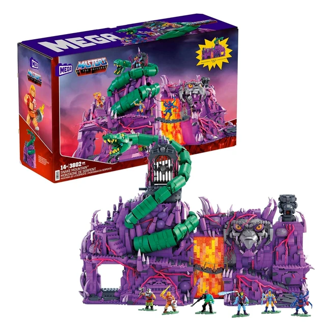 Mega Masters of the Universe Snake Mountain Bauset 3800 Teile 6 Mikrofiguren MOTU Spielzeug