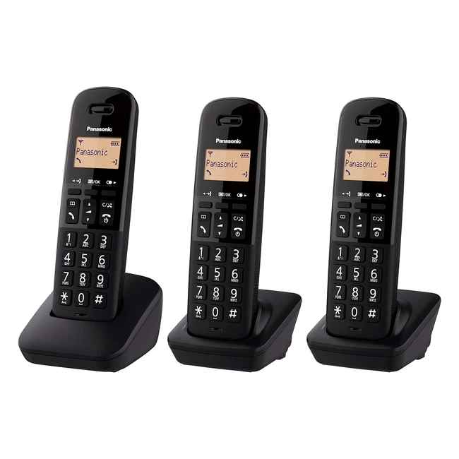 Panasonic KXTGB613EB DECT Cordless Landline Telephone Triple Handset Pack - Blac