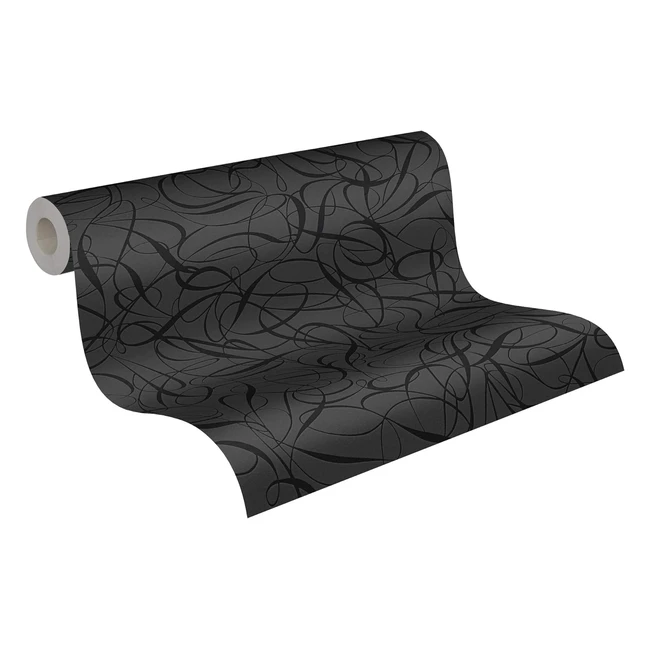 Papel Pintado TejidoNotejido Fairyland Metálico Negro 1005m x 053m 132062 - Resistente y de Calidad