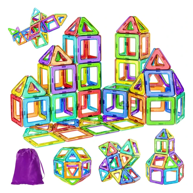 Magnetic Building Blocks Set 40pcs Clear 3D Tiles for Kids 3-7 Years Old Boys Girls - CoolJoy