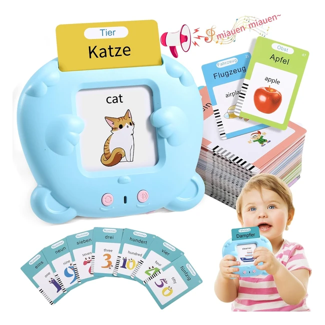 Minibear German Talking Flash Cards Educational Pronunciation Learning Toys 510 Words Flash Cards Sensory Toys Sound Toys for 2 3 4 Year Old Boys #LanguageLearningTools