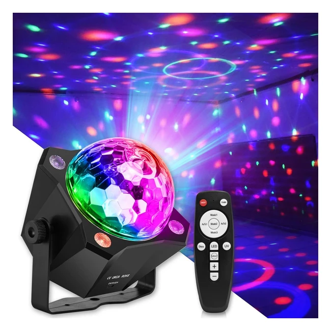 Disco Ball LED DJ Light 6 Colors - Sound Activated Party Lights for Home Room Dance Parties