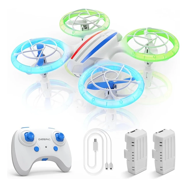 DEERC D23 Drones for Kids RC Drone with Altitude Hold and Headless Mode - Quadcopter with Lights - Double Batteries