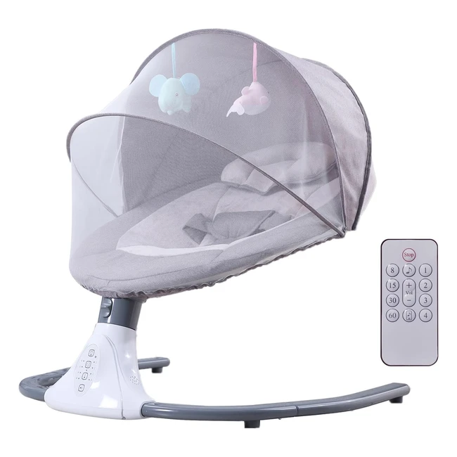 Electric Baby Swing Chair with Remote Control and Mosquito Net - 4 Speeds, 4 Timer, 12 Lullabies
