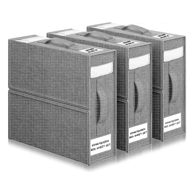 wangirl Bed Sheet Organiser 3 Pack Linen Storage Box Zip Grey - Save Time  Spac