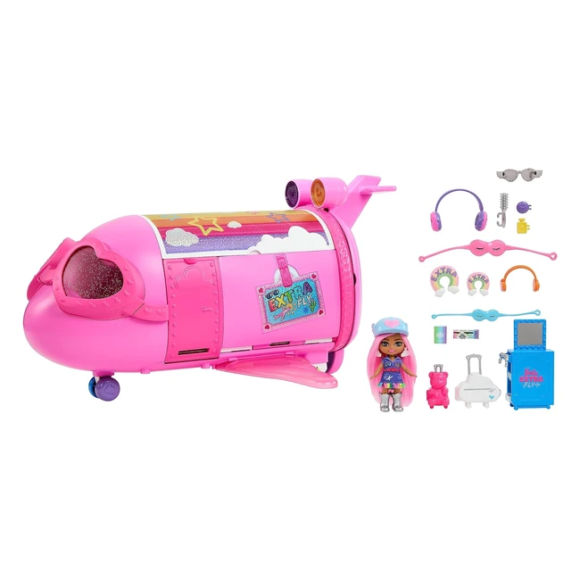 Barbie Extra Fly Jet Playset with Barbie Extra Mini Minis Doll - 15 Fashion & Travel Accessories
