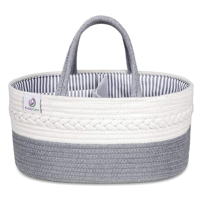 Kiddycare Diaper Caddy Basket with Dividers - Baby Storage Tote Bag - Gray