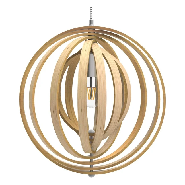 Tomons Lampe LED Plafond Bois Moderne Vintage Sphère Bois Ajustable PL1004