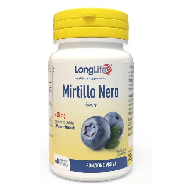Longlife Mirtillo Nero 400mg - Integratore Alimentare - Ref 30GR - Antiossidant