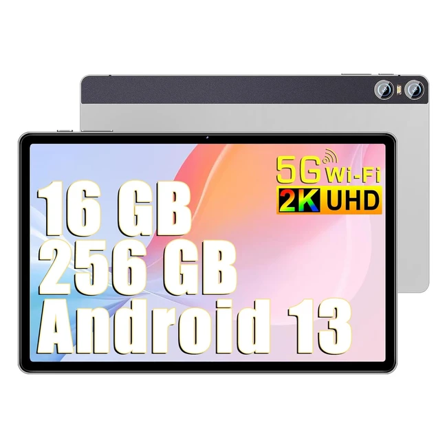 Sebbe Tablet 11 Zoll 2K Screen Android 13 16GB RAM 256GB ROM TF 1TB Octacore 20 GHz 2000 1200 Pixels 10000 mAh 8MP20MP 2MP Makro 5G WiFiBluetooth 50 Metallgehäuse Silbrig