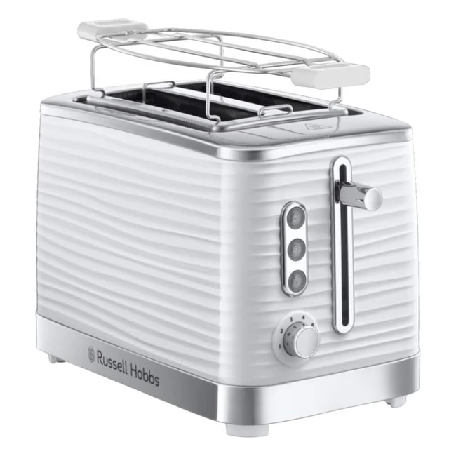 Russell Hobbs Inspire White 2437056 Toaster - Highgloss Plastic - Lift & Look - 6 Toasting Levels - Extra Wide Slots