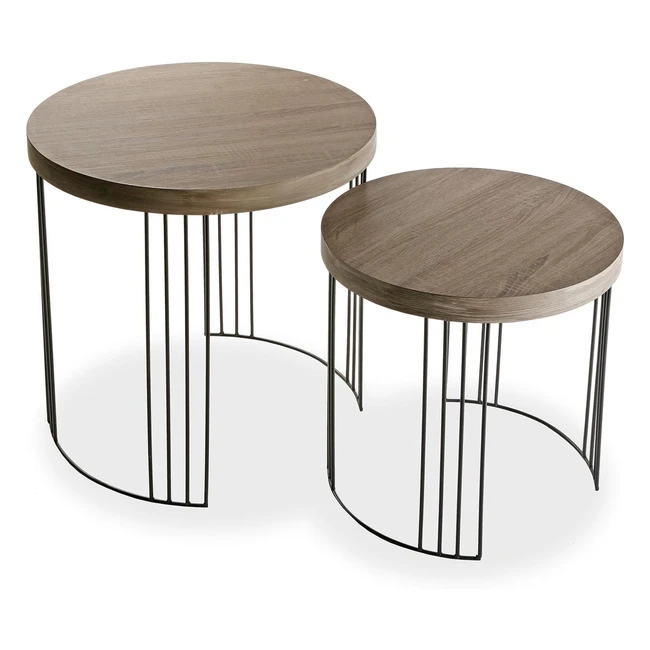 Mesilla Auxiliar Versa Kansas Set de 2 Medidas 55x55x55 cm Marrón y Negro