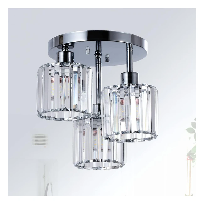 Rayofly Modern Crystal Chandeliers Ceiling Light 3Lights Chrome Semi Flush Ceili