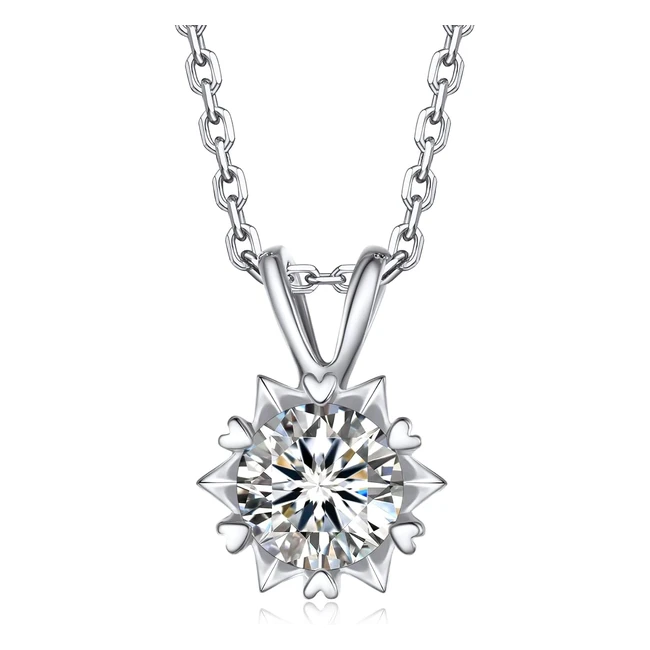 Momentwish Moissanite Diamond Necklace 12 Carat Sterling Silver - Sparkling Soli