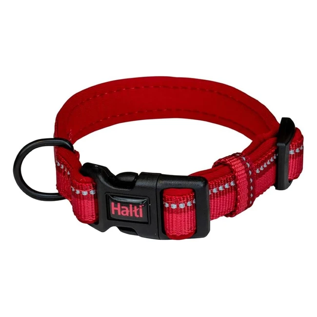 Halti Dog Collar XSmall Red | Comfy Nylon Neoprene Padded | Reflective | For Small Medium Large Dogs