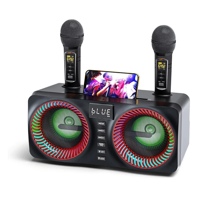 Karaoke Todo en Uno GJCrafts 2 Micrófonos Bluetooth 30W Recargable - Fiesta en Casa