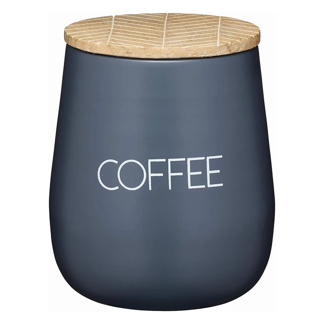 KitchenCraft Serenity Coffee Jar Airtight Lid IronMango Wood GreyBrown 125 x 15 