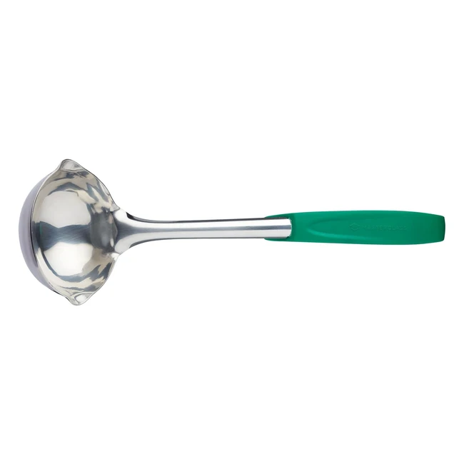 Masterclass MCSOUPLADGRN Stainless Steel Soup Ladle 35 cm - Green Vegetarian