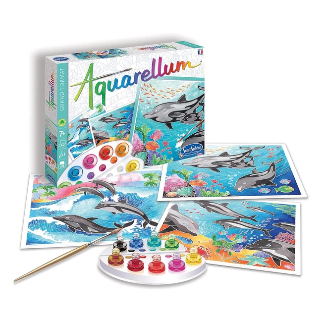 Kit Peinture Aquarellum Dauphins - Aquarellable Magique - Fabriqué en France