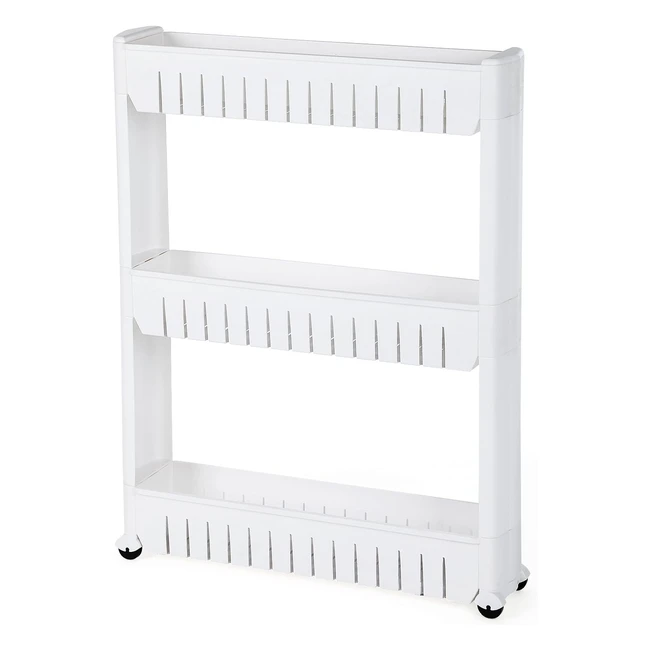 SONGMICS 3 Ablagen Nischenregal Küchenregal Badregal Standregal Allzweckwagen mit Rollen KTR03W