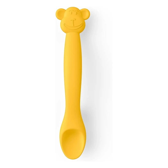 Cuchara Suavinex Silicona Bebs 4 Meses Flexible Aprendizaje Mono Amarillo