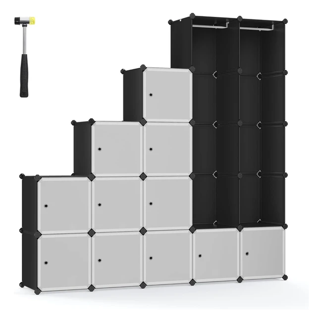 Songmics Large Cube Storage Organiser LPC301B01 - Portable Closet Wardrobe 35x35x35cm Black