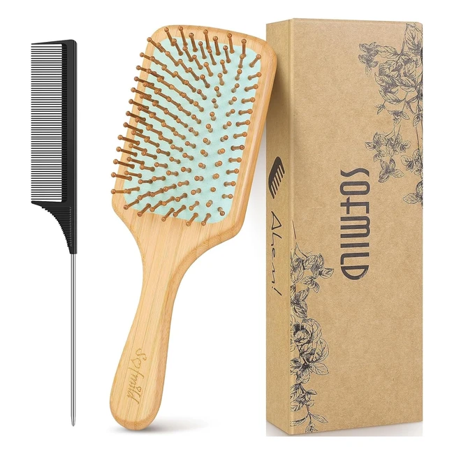 Eco-friendly Bamboo Paddle Hairbrush for Men Women Kids - Massaging Scalp Reduc