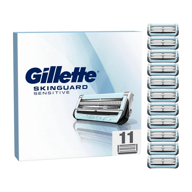Gillette SkinGuard Sensitive Rasierklingen 11 Ersatzklingen für Herren Nassrasierer Verbesserte Schmierstreifen Fusion Griffe Made in Germany