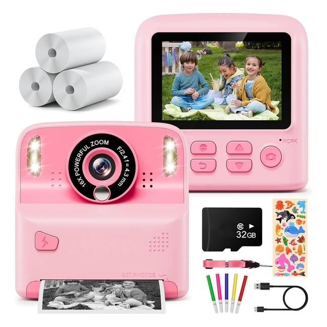 Appareil photo enfant Kaishengyuan 24 1080P avec 32GB SD carte - Cadeau pour filles garçons de 3-12 ans