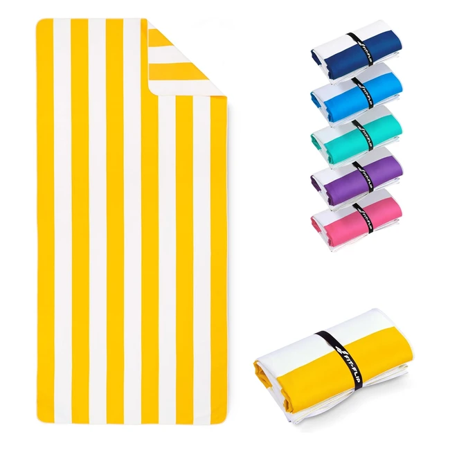 Large Microfibre Beach Towel | Lightweight & Super Absorbent | Sand Free Quick Dry Towel | 100% Recycled | Whitelemon Stripes | 160x90cm