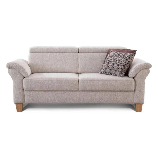 Cavadore Ammerland 3-Sitzer Sofa mit Federkern im Landhausstil 186 x 84 x 93