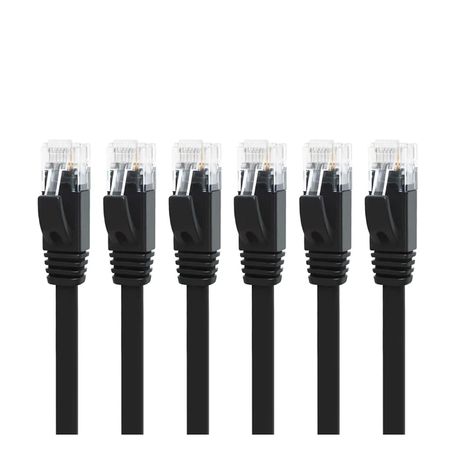 Yauhody Cat6 Ethernet Cable 2m Black High Speed Flat Gigabit Network Cable