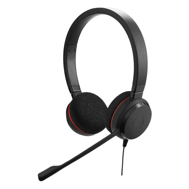 Jabra Evolve 20 Stereo Headset - Microsoft Certified - Noise Cancellation - USB Cable - Black