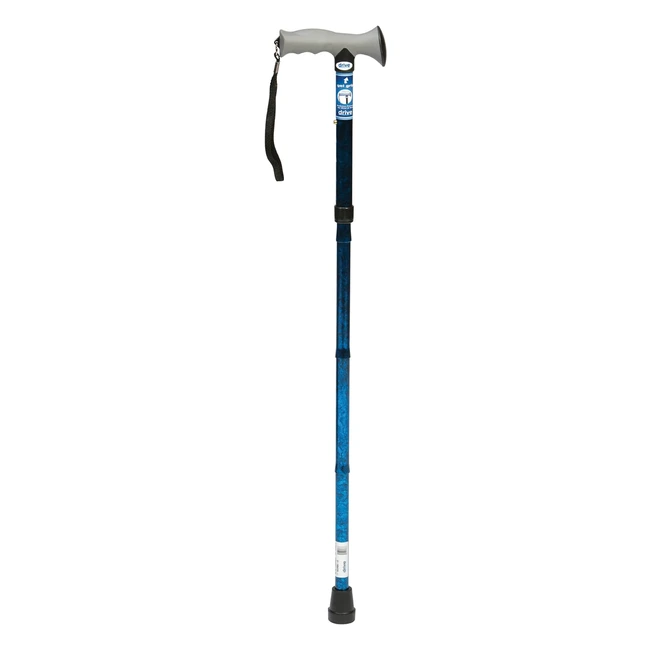 Drive Devilbiss Healthcare Folding Walking Stick with Gel Grip - Blue Pack of 1