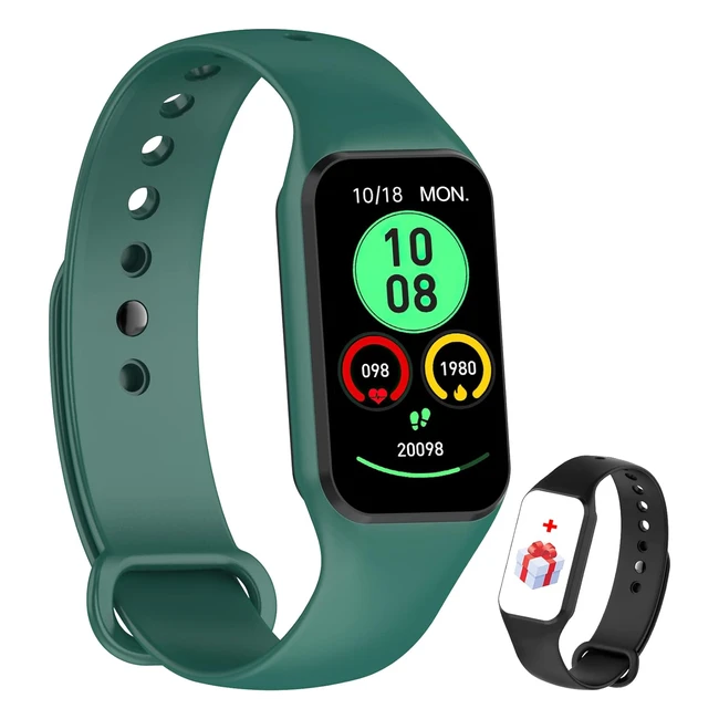 iowodo Smart Watch Fitness Watch 5ATM Waterproof Step Counter with 24 Sport Modes - Green