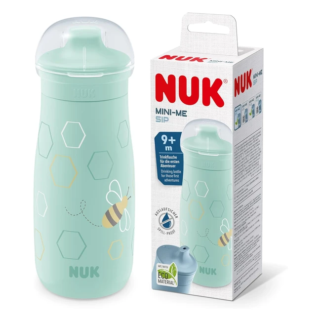 Nuk Minime Sip Toddler Cup 9 Months 300ml - Leakproof Toughened Spout - Shatterproof - Mint Bee