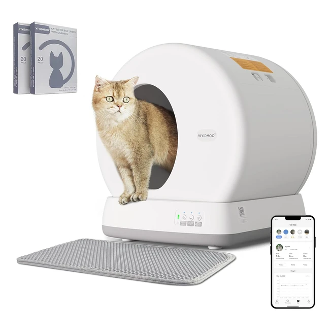Litière Chat Autonettoyante Vividmoo 576L Nettoyage Automatique Contrôle App