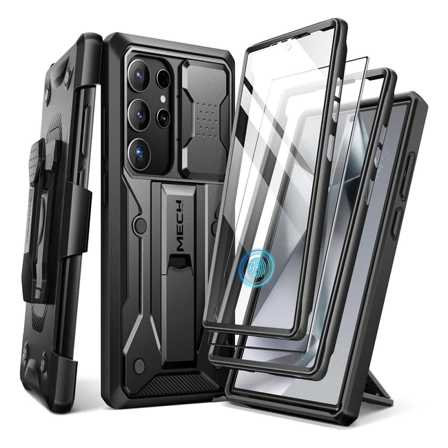 Samsung Galaxy S24 Ultra Case with Built-in Screen Protector, Slide Camera Cover, Military Grade Shockproof Phone Case