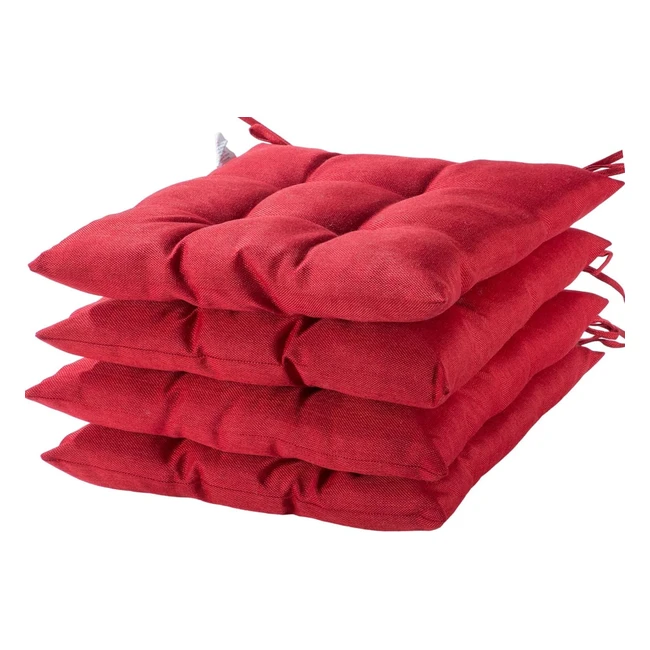 Hamo Seat Pads 40x40 cm Red Set of 4 | Adjustable Kitchen Chair Cushions