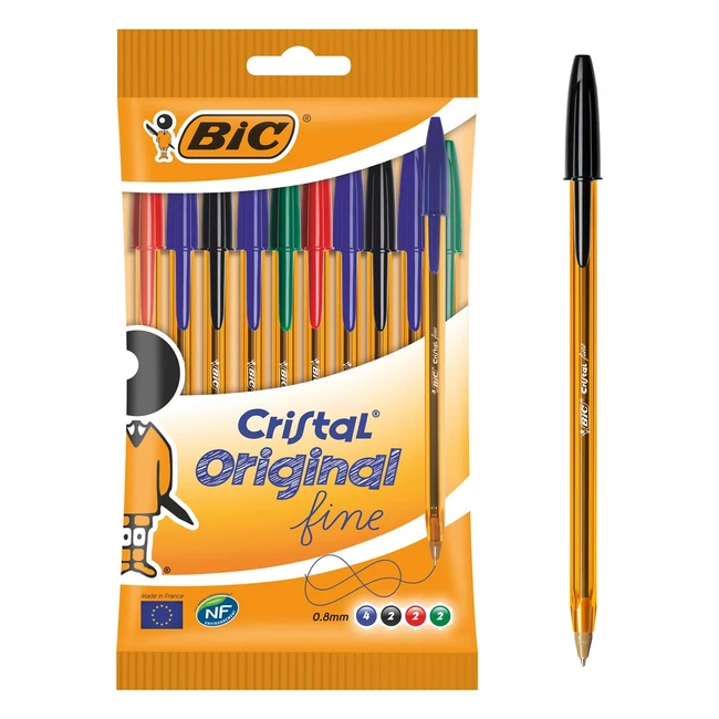 BIC Cristal 872723 Kugelschreiber Fein 0,35 mm 10er Pack sortiert