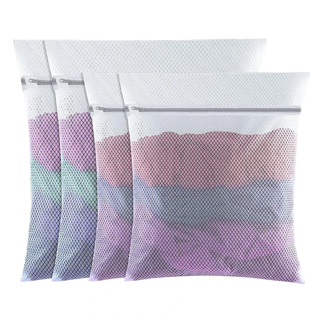 4 pcs Mesh Laundry Bags 60x50cm 50x40cm - Wash Bag with Zips for Clothes Socks