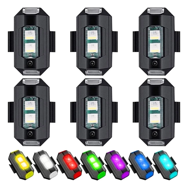 Funmo 6pcs Stroboscopiques pour Drone 7 Couleurs Lumière Anti-collision