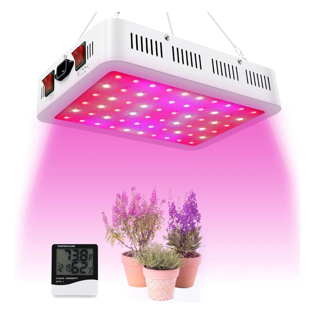 LED Plant Grow Light Full Spectrum 600W Dual Switch VegBloom Daisy Chain Heat Lamp