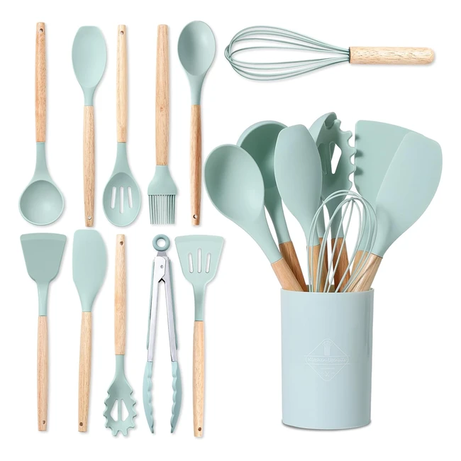 Set Utensili Cucina Silicone 12 Pezzi - Alta Qualit - Verde