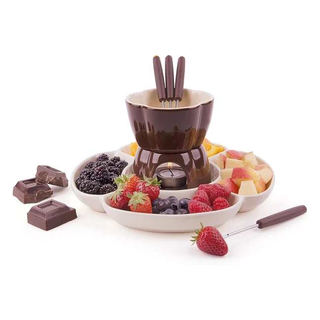 Service fondue au chocolat Excelsa 8 pices - Cramique crmemarron