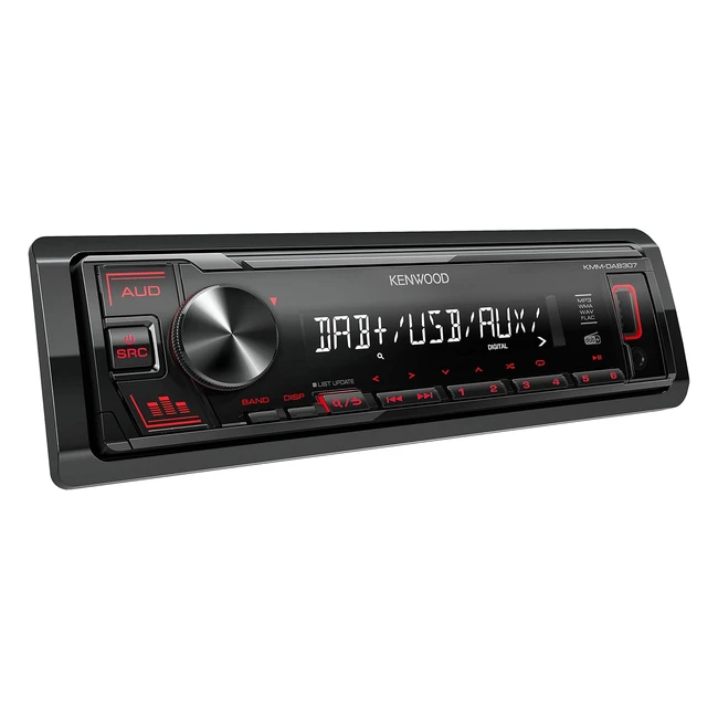 Kenwood Autoradio KMM-DAB307 DAB USB AUX Frontale Rosso