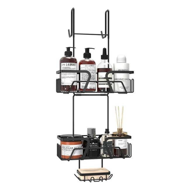 Daoun Shower Caddy Hanging Shelf Stainless Steel Rustproof 2 Tier Storage Black