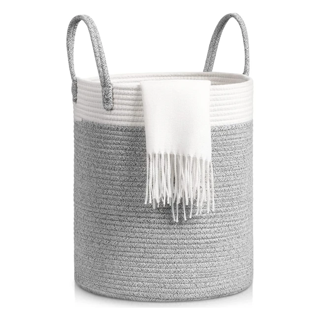 Tesmien Large Laundry Basket for Kids Baby - Foldable Cotton Rope Blanket Basket