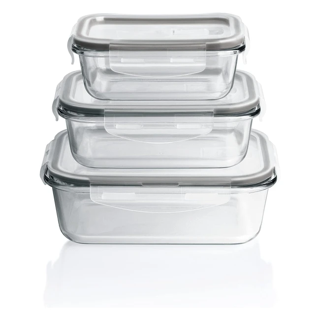 Barattoli di vetro Gourmetmaxx Klickit Set 3 - Conservazione Alimenti - Lavastoviglie - Microonde - Forno - Congelatore