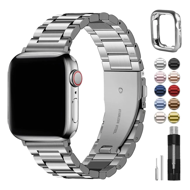 Cinturino Fullmosa per Apple Watch 40/41/38mm in Acciaio Inossidabile Serie 9-1 Donna Uomo Argento